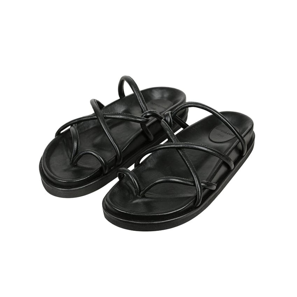 Bali Tailor Stevie Slide Sleek Black Minimalist Sandals with Interwoven Straps